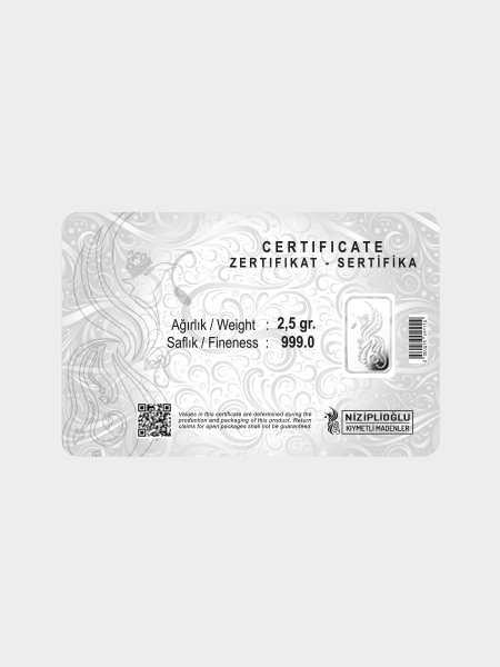 2.5 Gram Külçe Gümüş